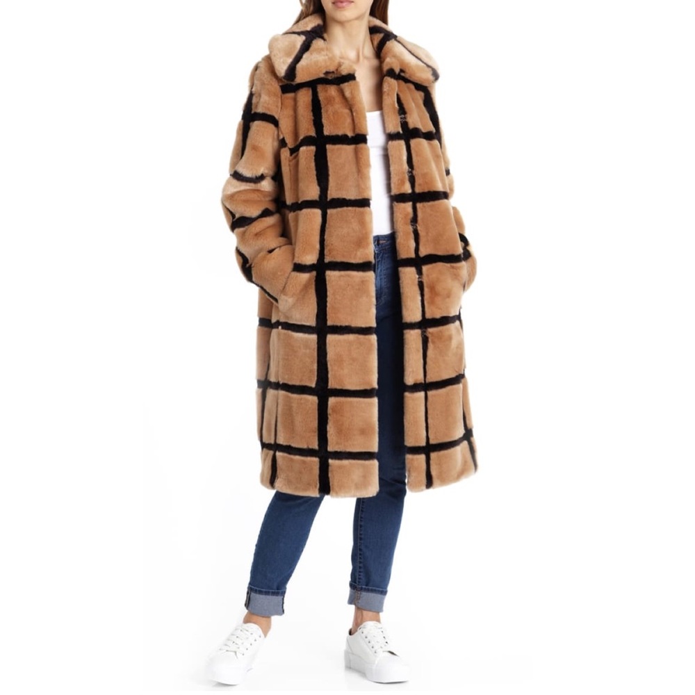 Alec Les Filles - Windowpane Faux Fur Coat